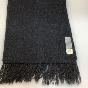 Indigenous designs 100% alpaca knit scarf made in Peru charcoal gray.